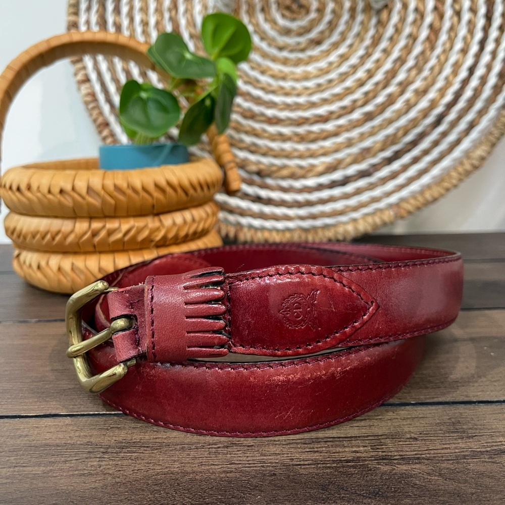CHRISTIAN DIOR Vintage Brown Split Leather Belt Made in Spain